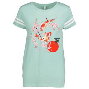 Cherry Blossom Japanese Koi Carp Fish Sakura Enza Ladies Jersey Football T-Shirt