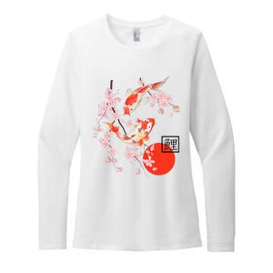 Cherry Blossom Japanese Koi Carp Fish Sakura Womens CVC Long Sleeve Shirt