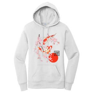 Cherry Blossom Japanese Koi Carp Fish Sakura Women's Pullover Hoodie