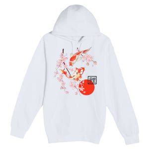 Cherry Blossom Japanese Koi Carp Fish Sakura Premium Pullover Hoodie