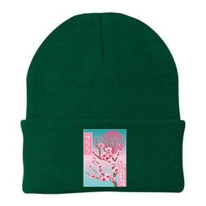 Cherry Blossom Japanese Sakura Vaporwave Aesthetic Knit Cap Winter Beanie