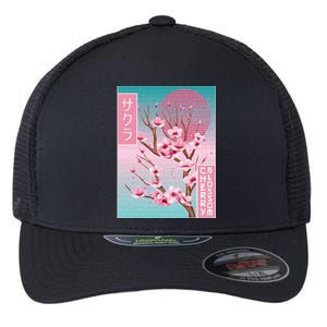 Cherry Blossom Japanese Sakura Vaporwave Aesthetic Flexfit Unipanel Trucker Cap