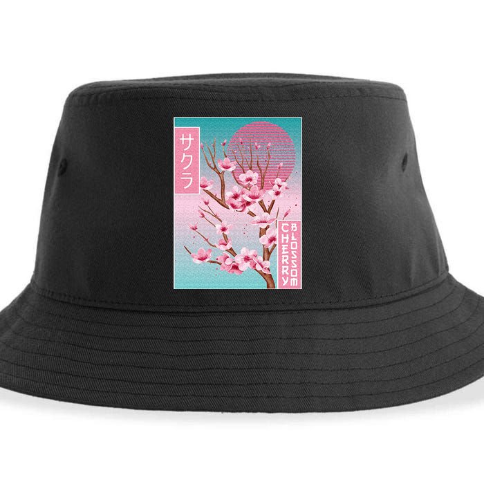 Cherry Blossom Japanese Sakura Vaporwave Aesthetic Sustainable Bucket Hat