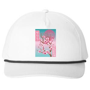 Cherry Blossom Japanese Sakura Vaporwave Aesthetic Snapback Five-Panel Rope Hat