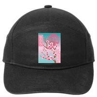 Cherry Blossom Japanese Sakura Vaporwave Aesthetic 7-Panel Snapback Hat