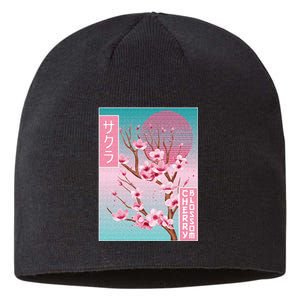 Cherry Blossom Japanese Sakura Vaporwave Aesthetic Sustainable Beanie