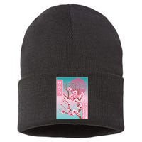 Cherry Blossom Japanese Sakura Vaporwave Aesthetic Sustainable Knit Beanie