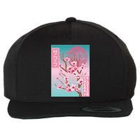 Cherry Blossom Japanese Sakura Vaporwave Aesthetic Wool Snapback Cap