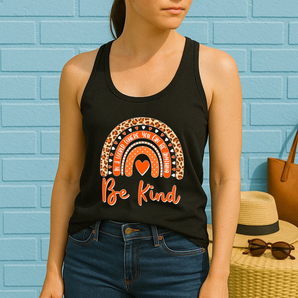 Cute Be Kind Wear Orange Rainbow Womens Tank Top