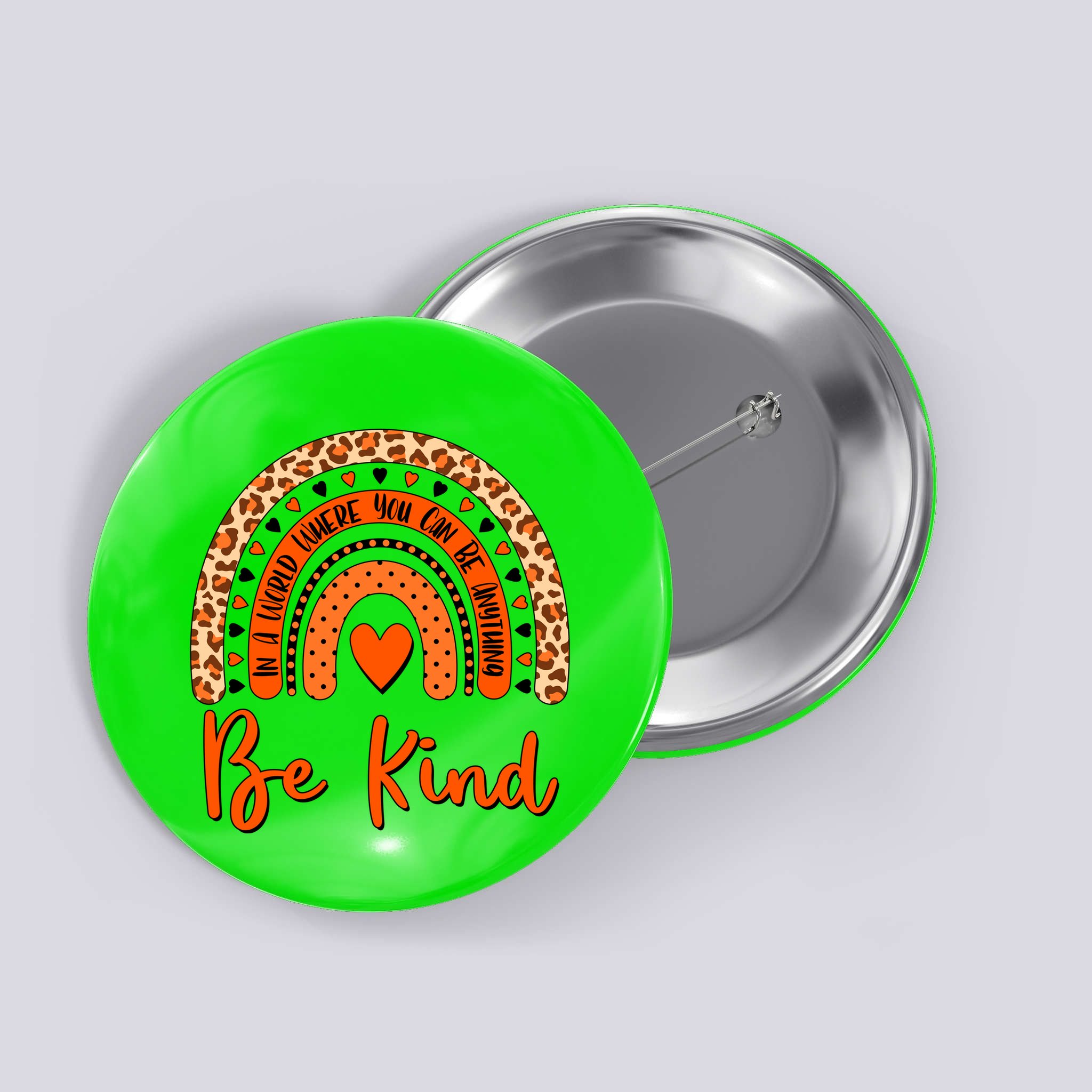 Cute Be Kind Wear Orange Rainbow Button