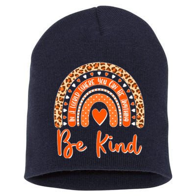 Cute Be Kind Wear Orange Rainbow Short Acrylic Beanie