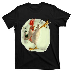 Chicken Beer Karate Kick Cool Chicken T-Shirt