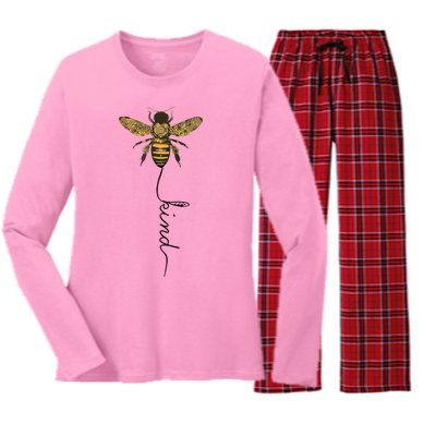 Cool Bee Kind Be Kind Shirts Gift For Women Men Women's Long Sleeve Flannel Pajama Set 