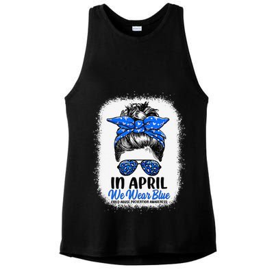 Cute Be Kind Blue Sunflower Child Abuse Prevention Awareness Ladies PosiCharge Tri-Blend Wicking Tank