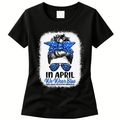 Cute Be Kind Blue Sunflower Child Abuse Prevention Awareness Womens T-Shirt
