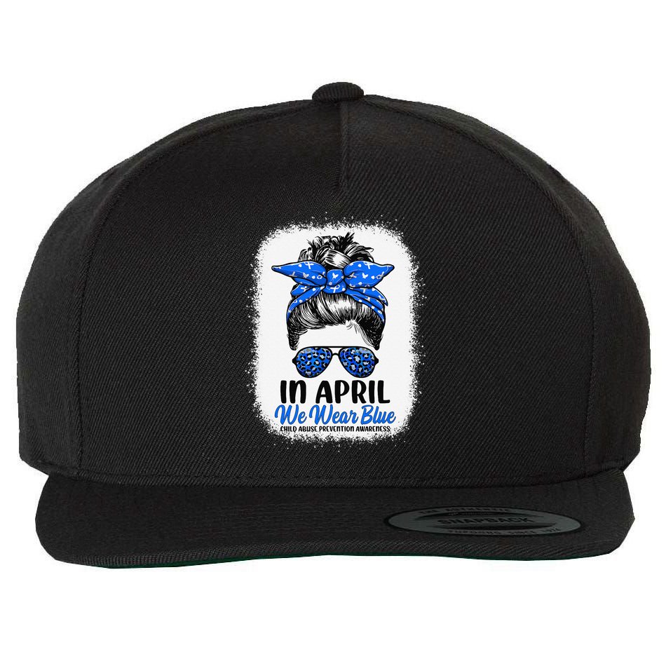 Cute Be Kind Blue Sunflower Child Abuse Prevention Awareness Wool Snapback Cap