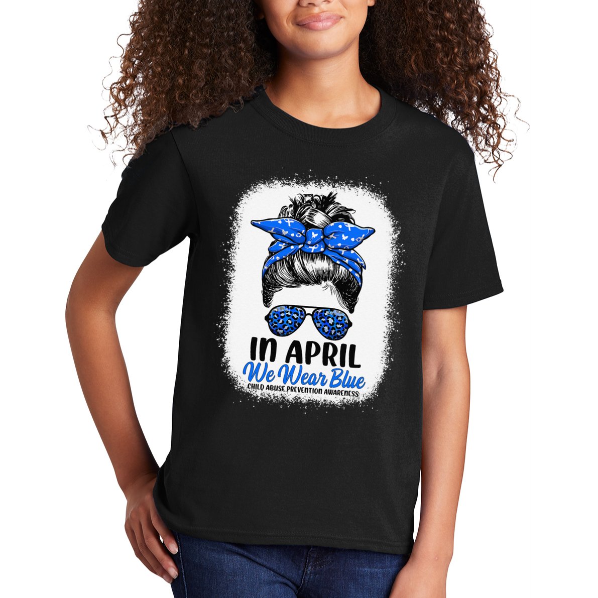 Cute Be Kind Blue Sunflower Child Abuse Prevention Awareness Kids T-Shirt