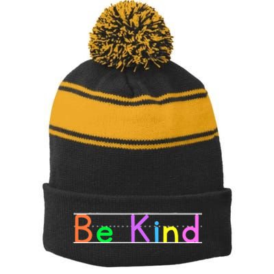 Colorful Be Kind Primary Style Boy Girl Teachers Stripe Pom Pom Beanie