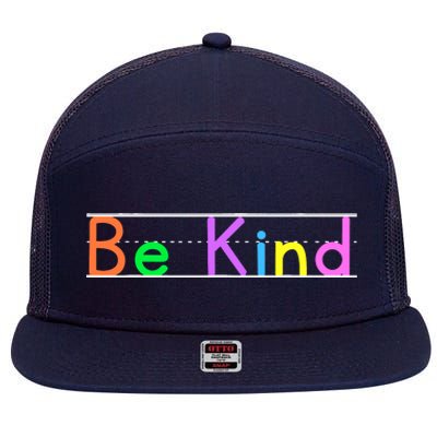 Colorful Be Kind Primary Style Boy Girl Teachers 7 Panel Mesh Trucker Snapback Hat