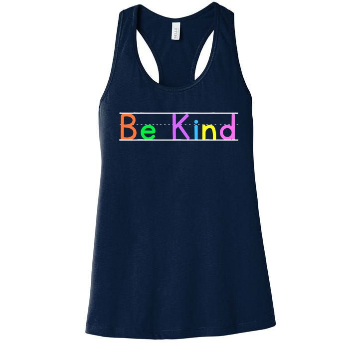 Colorful Be Kind Primary Style Boy Girl Teachers Women's Racerback Tank