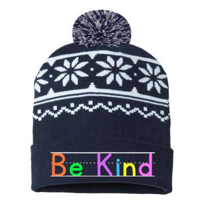 Colorful Be Kind Primary Style Boy Girl Teachers USA-Made Snowflake Beanie