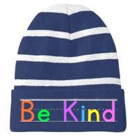 Colorful Be Kind Primary Style Boy Girl Teachers Striped Beanie with Solid Band