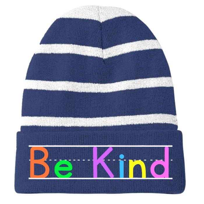 Colorful Be Kind Primary Style Boy Girl Teachers Striped Beanie with Solid Band