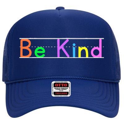 Colorful Be Kind Primary Style Boy Girl Teachers High Crown Mesh Back Trucker Hat