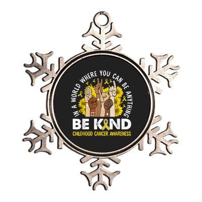 Childhood Be Kind Sign Language Childhood Cancer Awareness Metallic Star Ornament