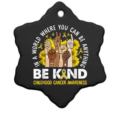 Childhood Be Kind Sign Language Childhood Cancer Awareness Ceramic Star Ornament