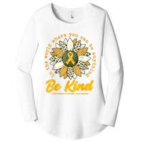 Childhood Be Kind Sunflower Gold Cancer Awareness Ribbon Women's Perfect Tri Tunic Long Sleeve Shirt