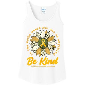 Childhood Be Kind Sunflower Gold Cancer Awareness Ribbon Ladies Essential Tank