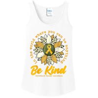 Childhood Be Kind Sunflower Gold Cancer Awareness Ribbon Ladies Essential Tank