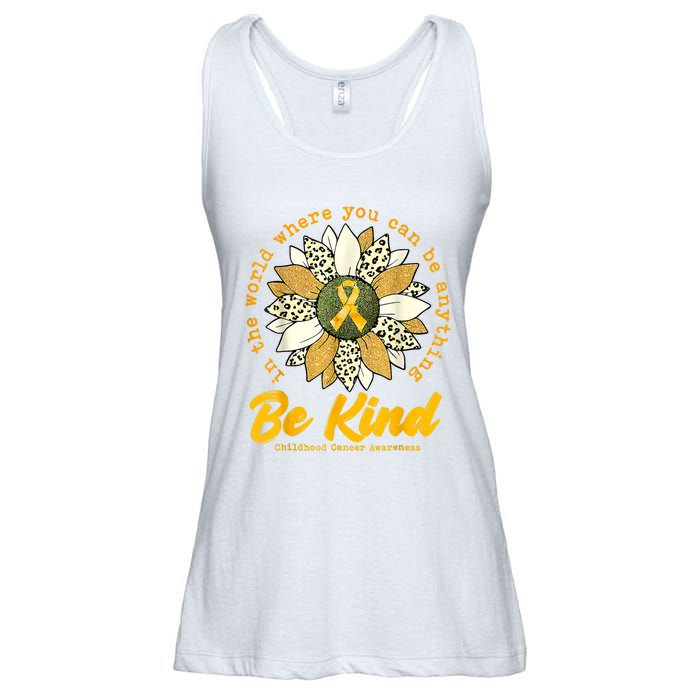 Childhood Be Kind Sunflower Gold Cancer Awareness Ribbon Ladies Essential Flowy Tank