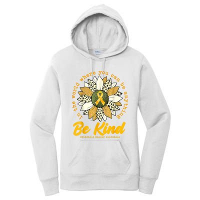 Childhood Be Kind Sunflower Gold Cancer Awareness Ribbon Women's Pullover Hoodie