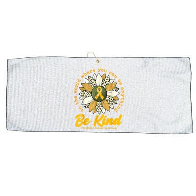 Childhood Be Kind Sunflower Gold Cancer Awareness Ribbon Large Microfiber Waffle Golf Towel