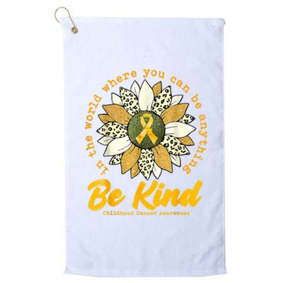 Childhood Be Kind Sunflower Gold Cancer Awareness Ribbon Platinum Collection Golf Towel