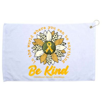 Childhood Be Kind Sunflower Gold Cancer Awareness Ribbon Grommeted Golf Towel