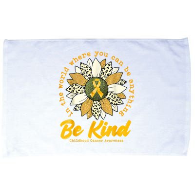 Childhood Be Kind Sunflower Gold Cancer Awareness Ribbon Microfiber Hand Towel