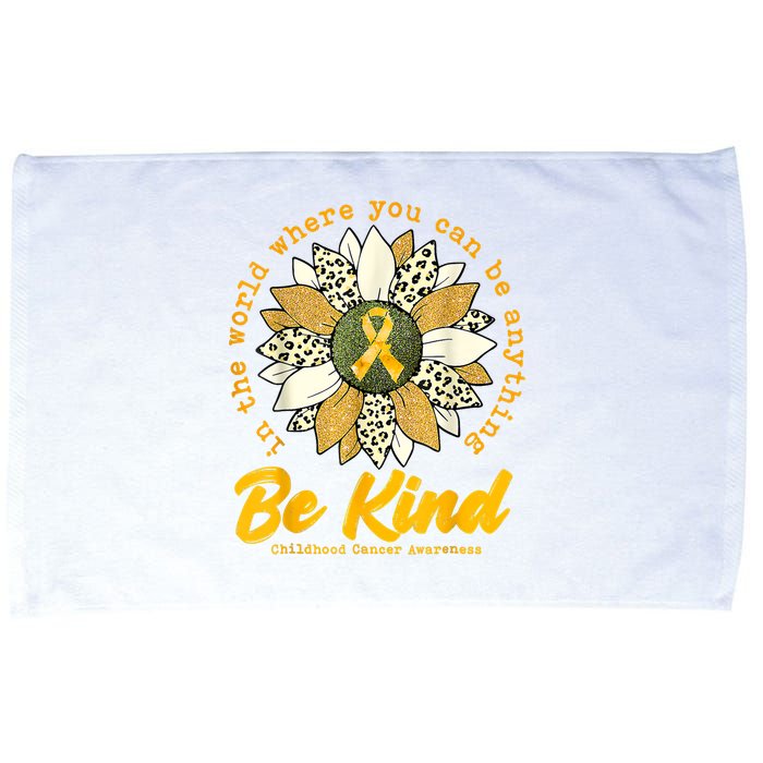 Childhood Be Kind Sunflower Gold Cancer Awareness Ribbon Microfiber Hand Towel