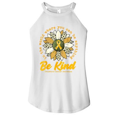 Childhood Be Kind Sunflower Gold Cancer Awareness Ribbon Women’s Perfect Tri Rocker Tank