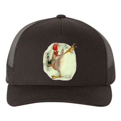 Chicken Beer Karate Kick Cool Chicken Yupoong Adult 5-Panel Trucker Hat