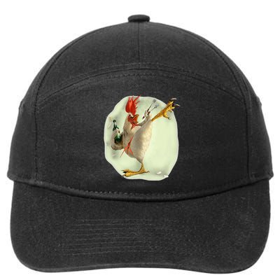 Chicken Beer Karate Kick Cool Chicken 7-Panel Snapback Hat