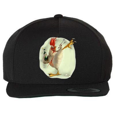 Chicken Beer Karate Kick Cool Chicken Wool Snapback Cap