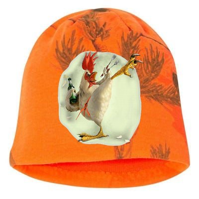 Chicken Beer Karate Kick Cool Chicken Kati - Camo Knit Beanie