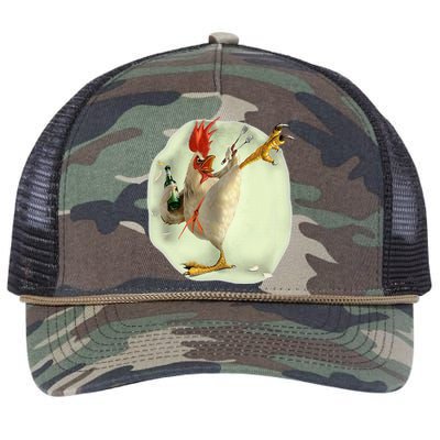 Chicken Beer Karate Kick Cool Chicken Retro Rope Trucker Hat Cap