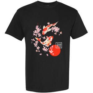 Cherry Blossom Koi Carp Fish Japanese Sakura Graphic Art Garment-Dyed Heavyweight T-Shirt