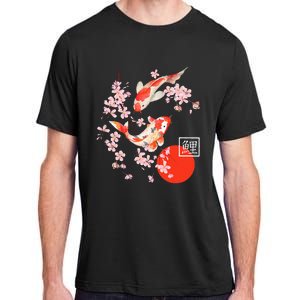 Cherry Blossom Koi Carp Fish Japanese Sakura Graphic Art Adult ChromaSoft Performance T-Shirt