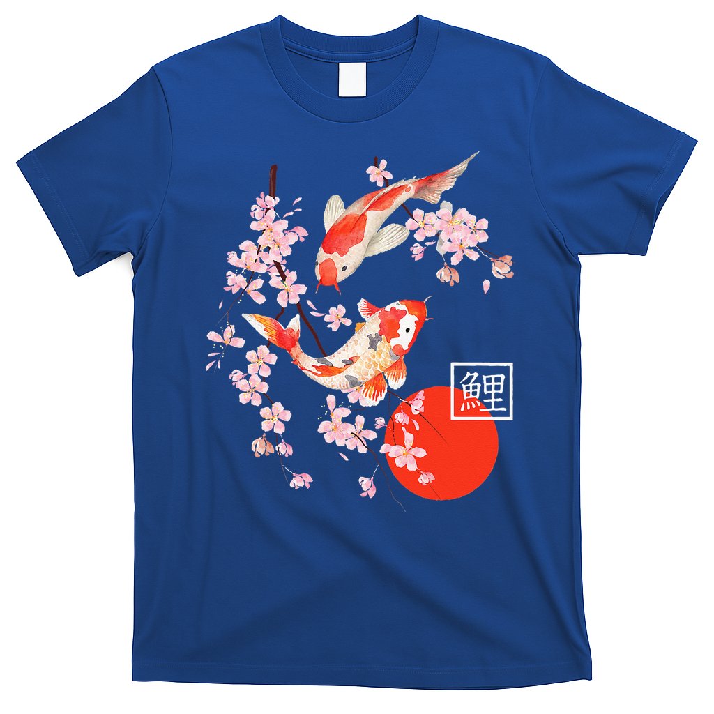 Cherry Blossom Koi Carp Fish Japanese Sakura Graphic Art T-Shirt
