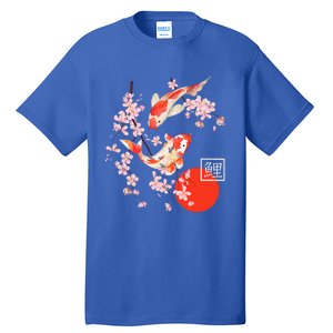 Cherry Blossom Koi Carp Fish Japanese Sakura Graphic Art Tall T-Shirt